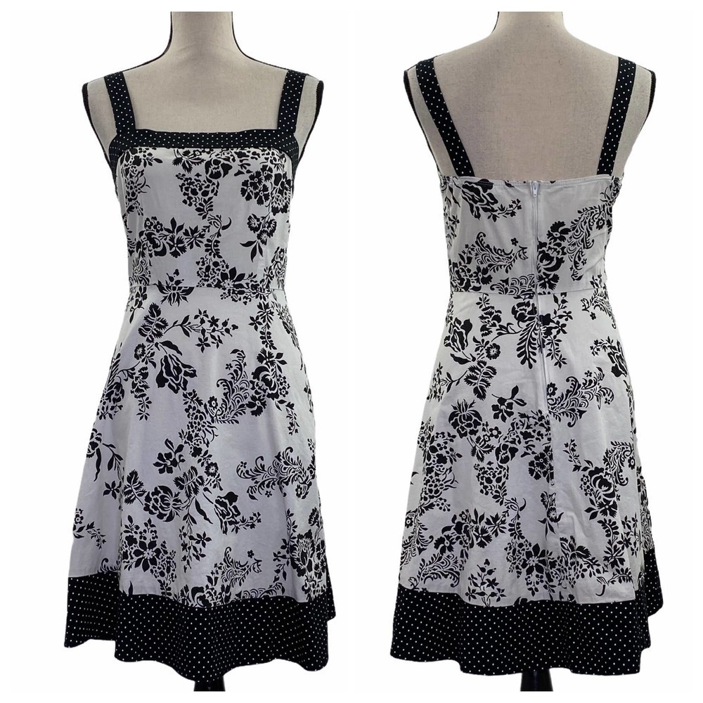LIPSTICK Floral Polka Dot A-Line Mini Dress Medium
